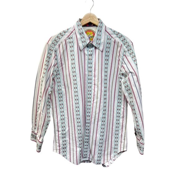 Robert Grahm Striped Multicolor Button Down with Contrasting Cuffs - Picture 2 of 10